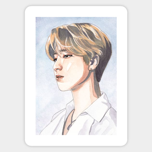 SKZ Han Jisung Watercolour Painting Sticker by NiamhYoungArt